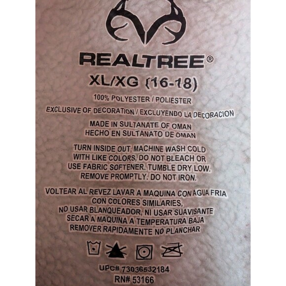 RealTree Women's XL 16-18 Performance Fleece Lined Hoodie Pink Camo Antler Print - Picture 12 of 13